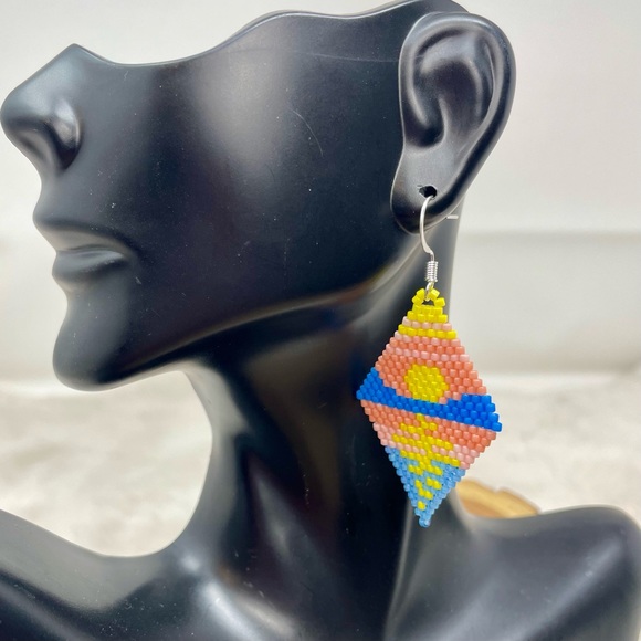 Beaded Sunset Earrings - Picture 2 of 6